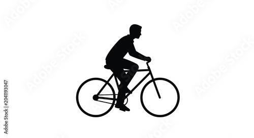 Cyclist riding a bicycle silhouette on transparent background