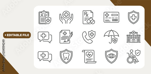Health insurance icon set. Vector graphic illustration.
