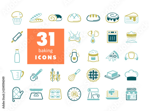 Bakery and Baking Essentials Icon Set