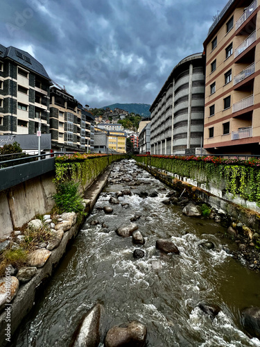 Urban River in Escaldes, Andorra, Europe