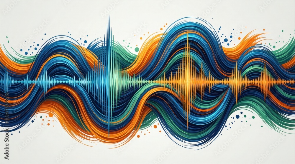 Obraz premium Abstract colorful sound wave visualization on white background