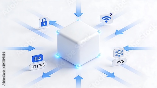 White distribution cubes are being distributed to security/small edge networks for TLS, HTTP/3, and IPv6 using symbol locking, speed, and network abstraction.