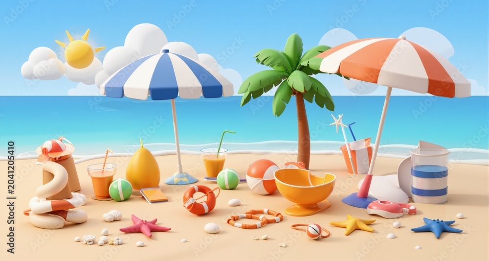 Fototapeta premium 3d summer element set 