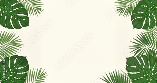 simple minimalist summer time vector design illustration background with tropical leaf theme design. for banner, poster, social media, promotion
