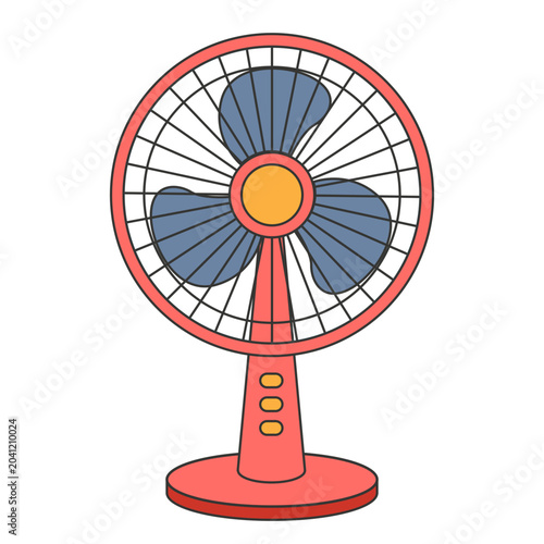 Electric Desk Fan Vector Illustration for Home Cooling and Ventilation Concept