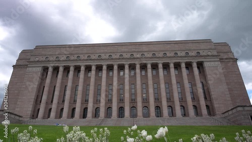 Timelapse over beautiful buildings in Helsinki.