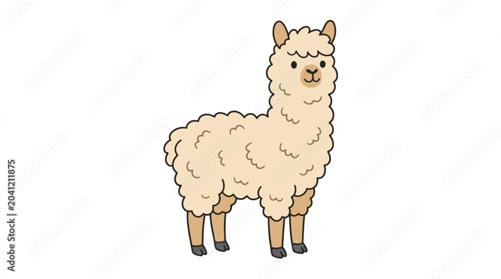 Fototapeta premium Hand-drawn vector illustration of an alpaca on a white background