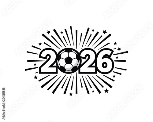 Canvas Print 2026 world championship sporting event emblem with soccer ball illustration blac