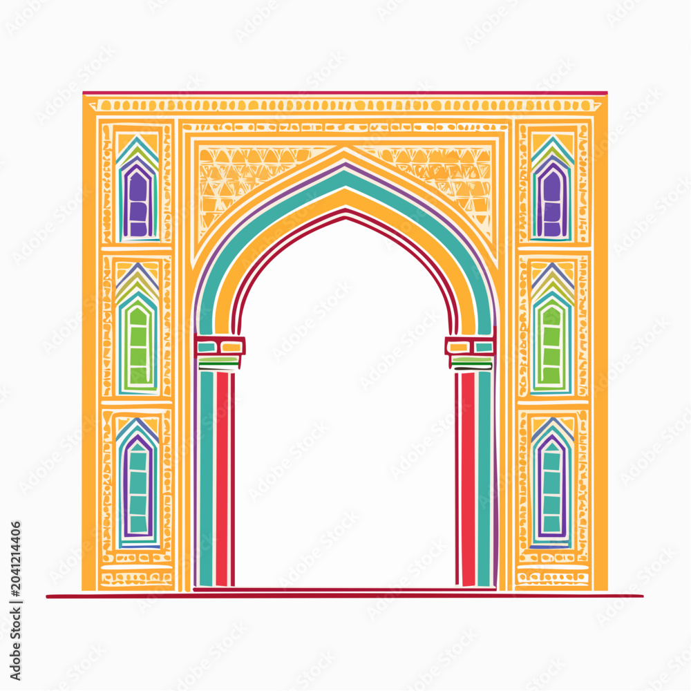 Fototapeta premium Colorful Islamic Archway Illustration