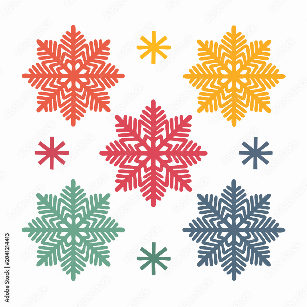 Fototapeta premium Colorful Snowflakes Pattern