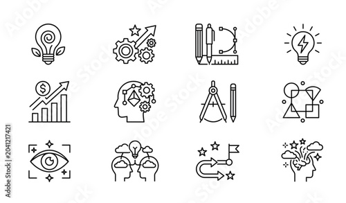 Bild auf Leinwand Modern minimalist creativity line icon collection with editable stroke for innov