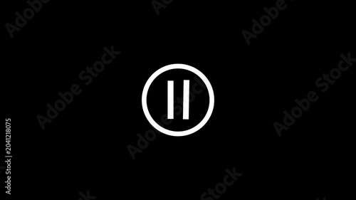 pause icon animation glowing media player control pause button neon circle animation black background glowing pause symbol motion graphic audio video control