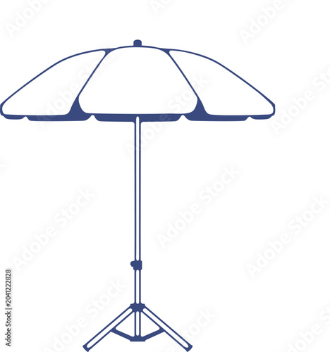 An open beach umbrella isolated on a white background.