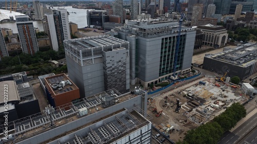 Photography London Data Center Campus With Urban Construction Alongside River Thames