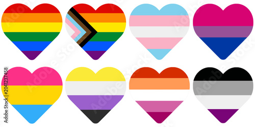 Bild auf Leinwand LGBTQ+ Inclusive Flag Heart Set Vector