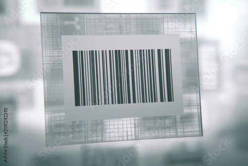 Barcode label glass grid code scan data panel transparent white background