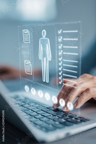 Digital Human Resources Management System Interface on Laptop.