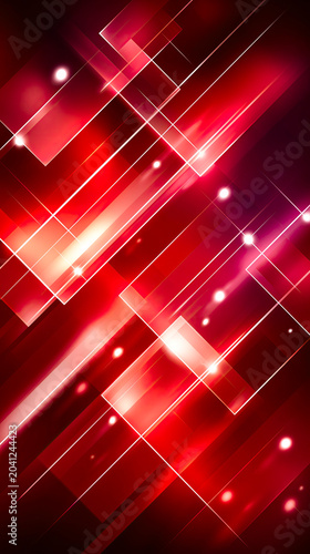 Dynamic red light patterns dance on a dark canvas creating a vibrant, energetic visual experience