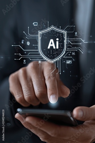 Artificial Intelligence Security Shield on Digital Network Interface.