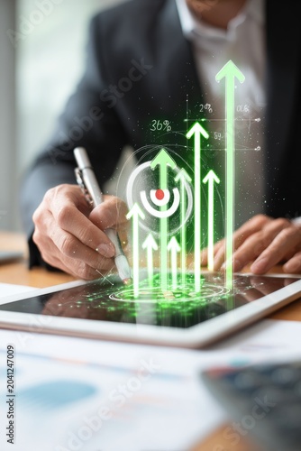 Business Growth and Financial Success Illustrated with Digital Analytics.
