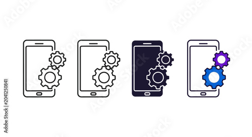 Photos Smartphone settings and configuration icons featuring gear mechanisms for optima