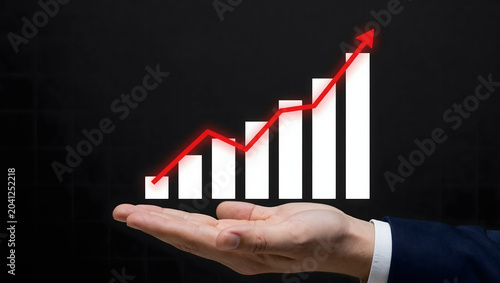AI-created image of business growth, rising performance, and positive market progress.