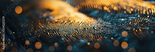 Abstract patterns of finger prints illuminated by warm light in a dark setting creating an intriguing visual experience and highlighting texture and detail