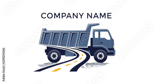 Obraz na płótnie Dump Truck Logo Design on Road Concept