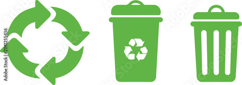 Foto Waste segregation and disposal icons for community signage