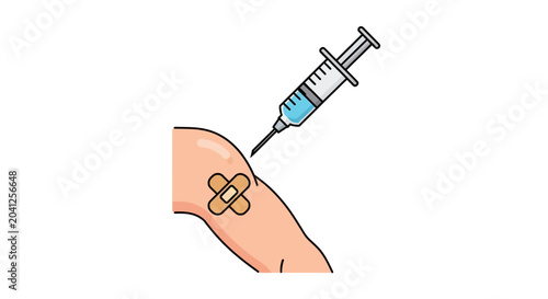 Obraz na plátně Vaccine Injection into Arm with Bandage