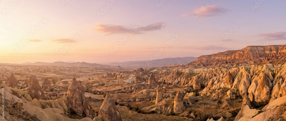 Fototapeta premium Volcanic Rock Formations Goreme Valley Cappadocia Turkey Cultural Tourism Site