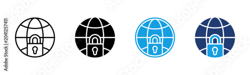 Schilderij op canvas Network Security icon multiple style collection