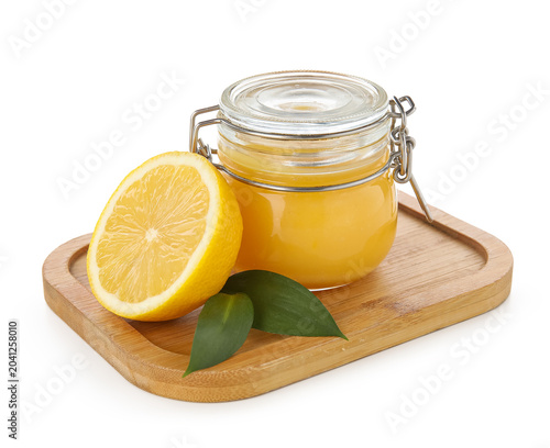 Jar of fresh lemon curd iso...