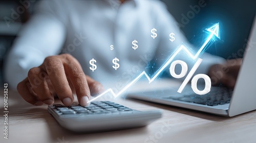 Financial Growth and Profitability Illustrated with Calculator and Laptop.