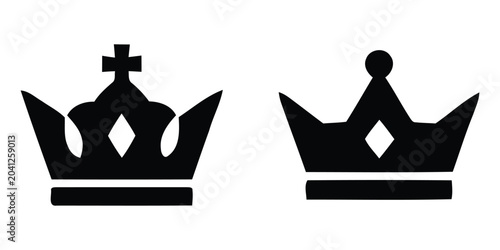 Photos two crown silhouettes on white background silhouette black symbol kingdom royalt