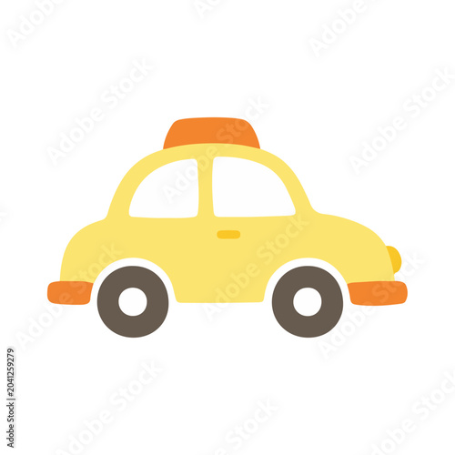 Foto Cute cartoon yellow taxi cab flat vector illustration