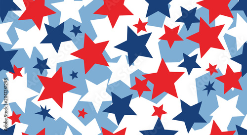 Seamless Pattern of Red White and Blue Stars for Patriotic Celebration