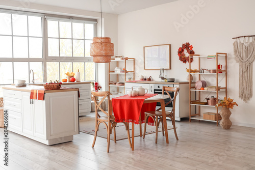 Interior of light kitchen w...