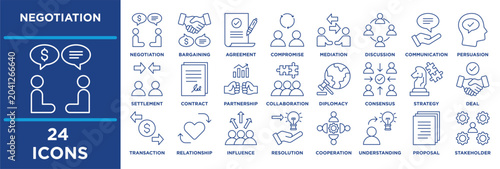 Foto Negotiation icon collection set