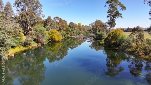 Tableau sur toile Spectacular aerial photo of  Goulburn River Thornton Victoria Australia