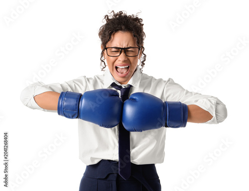 Angry African-American busi...