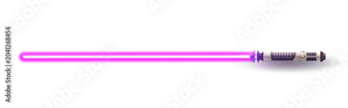 Photos New realistic design flame purple neon sword isolated on white background