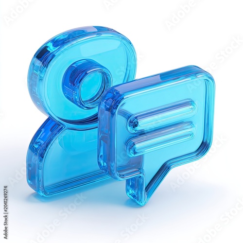 Abstract Blue 3D Icon Representing Communication and Connection.