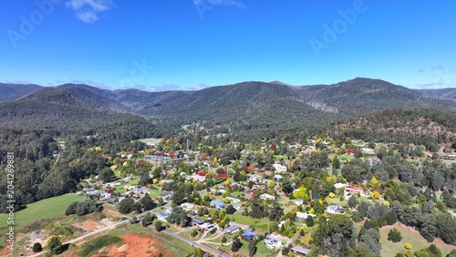 Obraz na płótnie Spectacular aerial photo of Marysville Victoria Australia