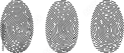 Foto fingerprint black prints horizontal on white background vector
