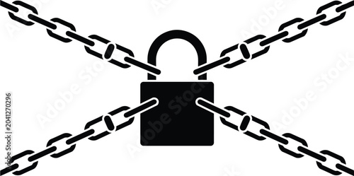 Tableau sur toile padlock crossed chains security icon vector