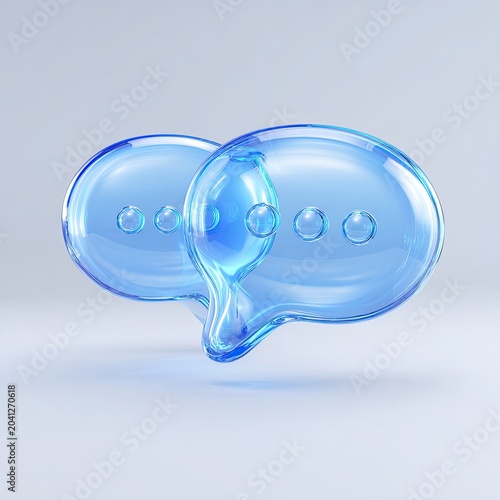 Transparent Blue Speech Bubbles with Dots Representing Conversation.