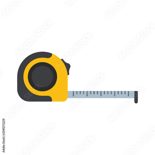 Obraz na płótnie Yellow retractable tape measure flat vector illustration