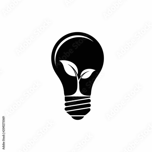 Eco friendly light bulb with leaves.