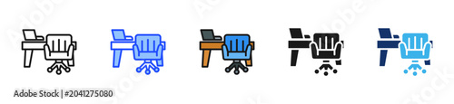 Office Desk Vacant Icon Collection With Multiple Styles